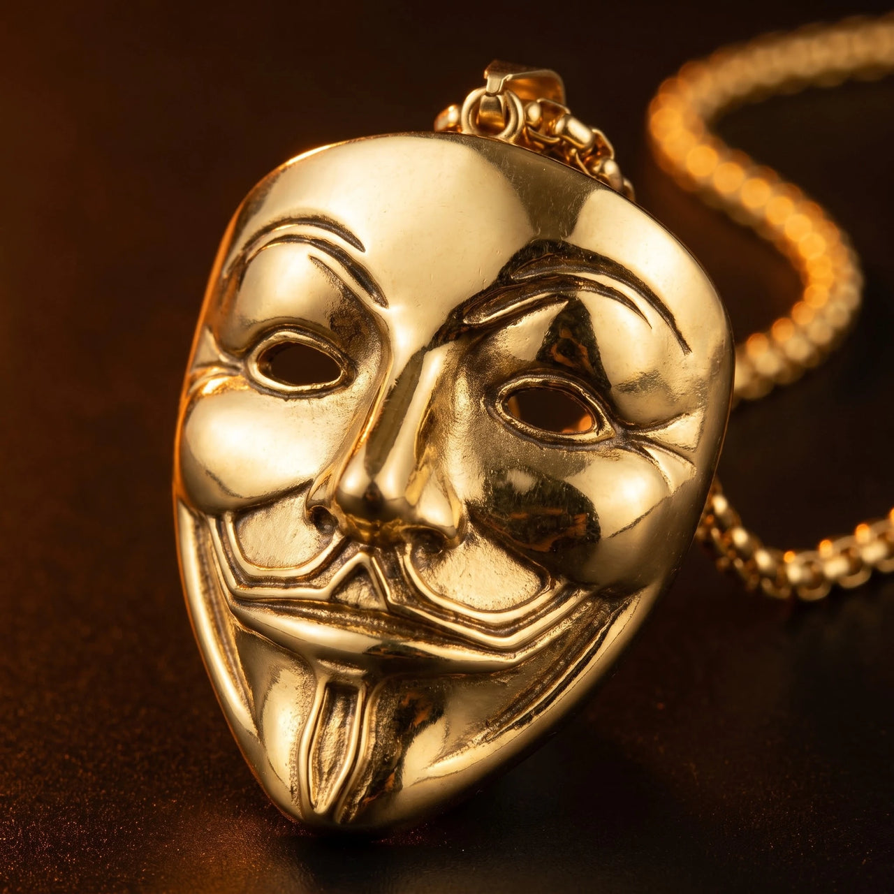 Vendetta Necklace Gold – macro detail of the lion head | Brother & Sisters | SKU: Gold