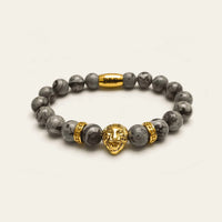 Thumbnail for Gold Lion & Grey Stones Bracelet – studio packshot | Brother & Sisters | SKU: 20866222-gold-XS-14-15, 20866222-gold-S-16-17, 20866222-gold-M-18-19, 20866222-gold-L-20-21, 20866222-gold-XL-22-23