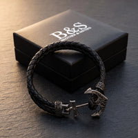 Thumbnail for Black Anchor Bracelet – in its Brother & Sisters gift box | Brother & Sisters | SKU: 3621358-gun-black-XS-14-15, 3621358-gun-black-S-16-17, 3621358-gun-black-M-18-19, 3621358-gun-black-L-20-21, 3621358-gun-black-XL-22-23