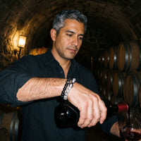 Thumbnail for Black Lion with Black & Grey Stones Set – worn while pouring red wine | Brother & Sisters | SKU: 21369621-gun-black-XS-14-15, 21369621-gun-black-S-16-17, 21369621-gun-black-M-18-19, 21369621-gun-black-L-20-21, 21369621-gun-black-XL-22-23