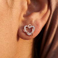 Thumbnail for Close-up of the rose gold stud earrings worn on the skin | SKU: 419593-rose-gold