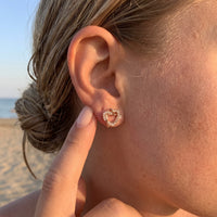 Thumbnail for Rose gold stud earrings worn, showing its real size | SKU: 419593-rose-gold