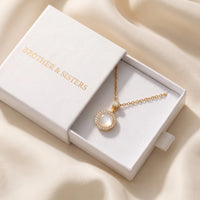 Thumbnail for The Moonstone, gold necklace — gift box | SKU: lelunaire