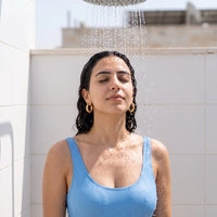 Thumbnail for The Shiny, gold earrings — outdoor shower | SKU: lesbrillantes