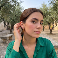 Thumbnail for The Shiny, gold earrings — worn gesture | SKU: lesbrillantes
