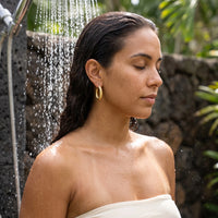 Thumbnail for The Mates, gold earrings — outdoor shower | SKU: lesmates