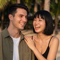 Thumbnail for Moon & Star Necklace, silver necklace — couple | SKU: letoile-wg