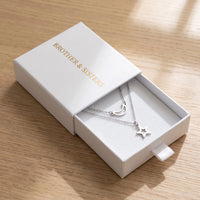 Thumbnail for Moon & Star Necklace, silver necklace — gift box | SKU: letoile-wg