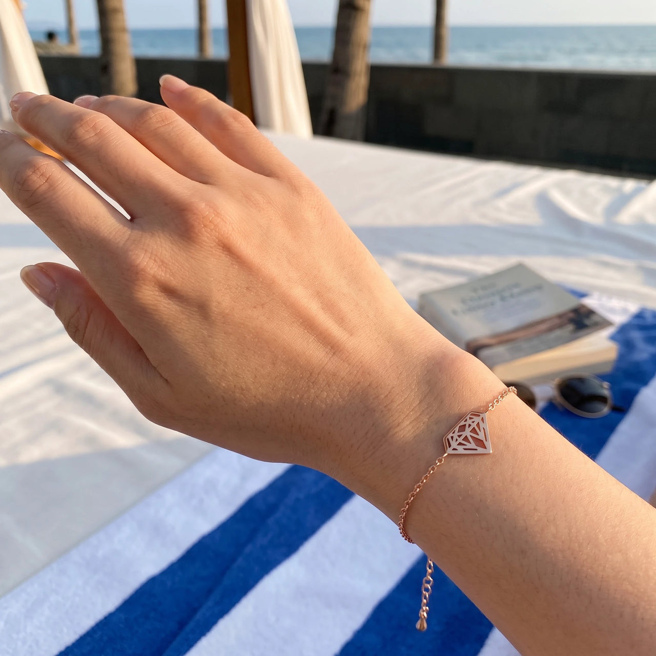 Rose gold bracelet worn, showing its real size | SKU: 11662607-rose-gold