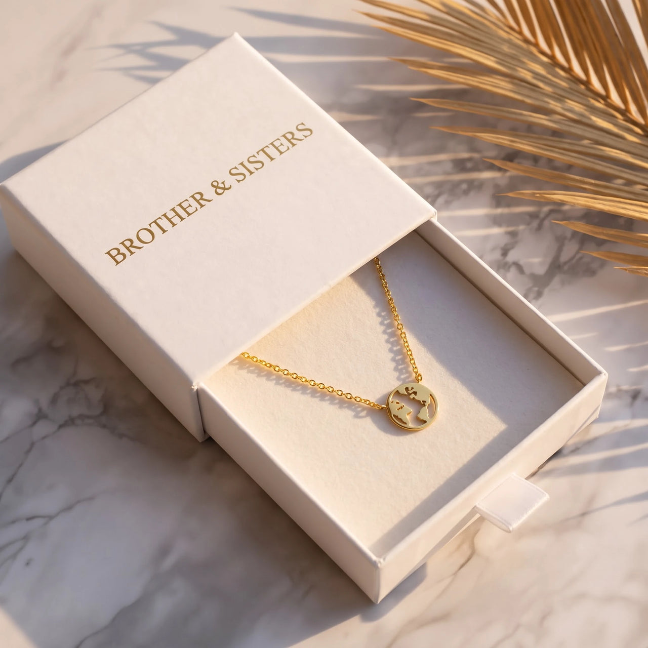 Gold necklace in the Brother & Sisters gift box | SKU: 22173453-gold