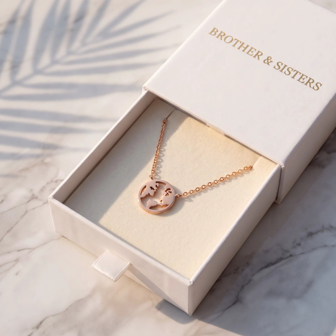 Rose gold necklace in the Brother & Sisters gift box | SKU: 22173453-rose-gold