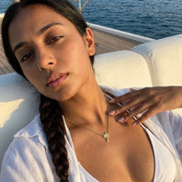 Thumbnail for Palm tree necklace — worn, gold | SKU: 8732822-gold-color