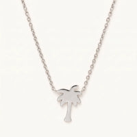 Thumbnail for Palm tree necklace — product photo on a white background, silver | SKU: 8732822-silver-plated