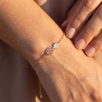 Thumbnail for Close-up of the rose gold charm bracelet worn on the skin | SKU: 9178613-rose-gold