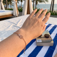 Thumbnail for Rose gold charm bracelet worn, showing its real size | SKU: 9178613-rose-gold