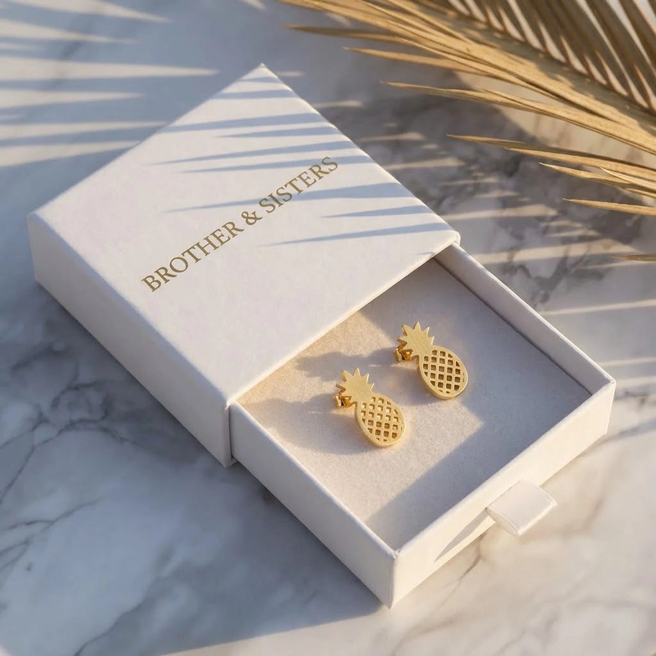Orecchini ananas — nella scatola regalo, oro | SKU: 437186-gold-color