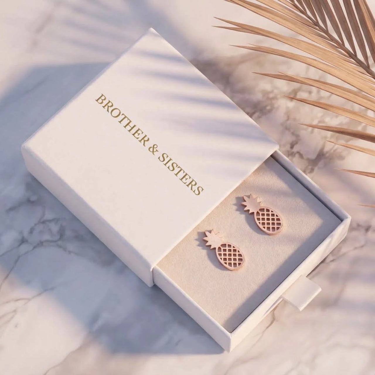 Orecchini ananas — nella scatola regalo, oro rosa | SKU: 437186-rose-gold-color