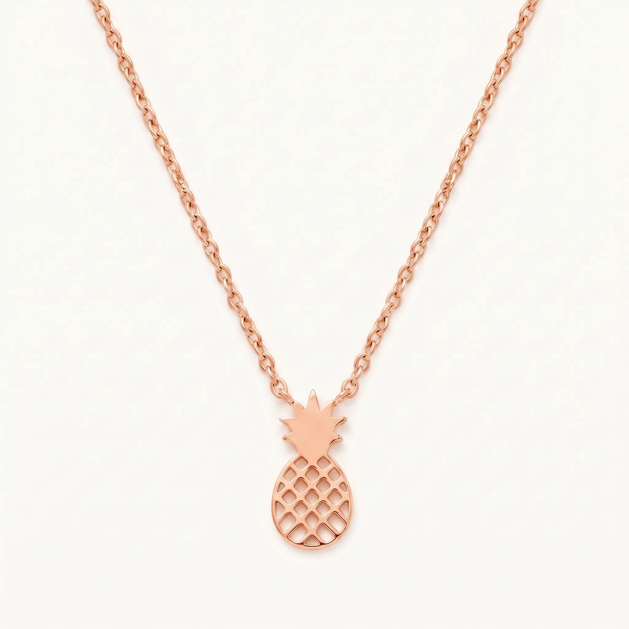 Pineapple necklace — product photo on a white background, rose gold | SKU: 8050907-rose-gold