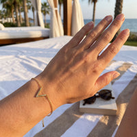 Thumbnail for Gold bracelet worn, showing its real size | SKU: 9443177-gold
