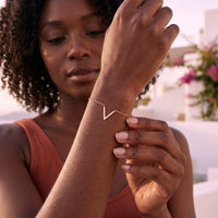 Thumbnail for Woman gently touching her rose gold bracelet | SKU: 9443177-rose-gold