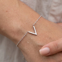 Thumbnail for Close-up of the silver bracelet worn on the skin | SKU: 9443177-white-gold
