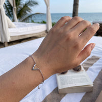 Thumbnail for Silver bracelet worn, showing its real size | SKU: 9443177-white-gold