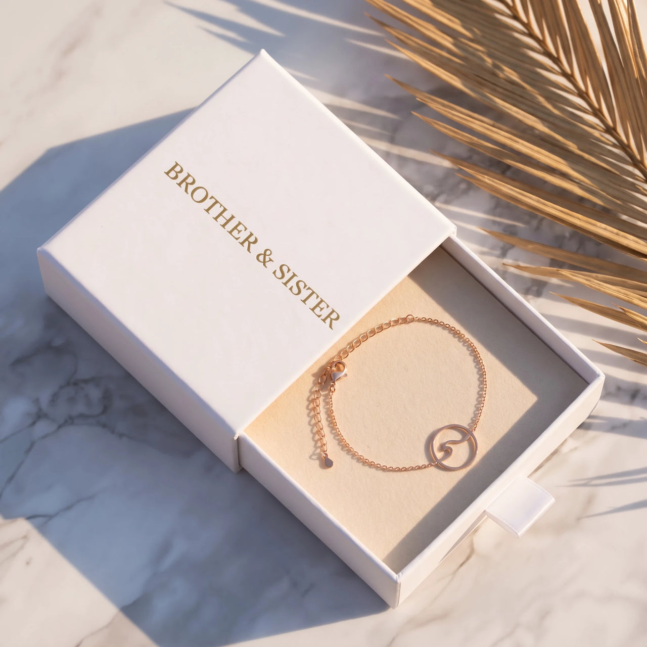 Rose gold bracelet in the Brother & Sisters gift box | SKU: 17429078-rose-gold