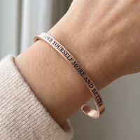 Thumbnail for Love Yourself More And Better, rose gold bracelet — close up | SKU: lymab-rg