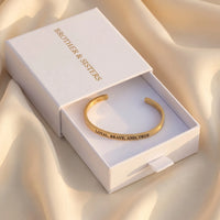 Thumbnail for Loyal, Brave, And, True, gold bracelet — gift box | SKU: lbat-rg