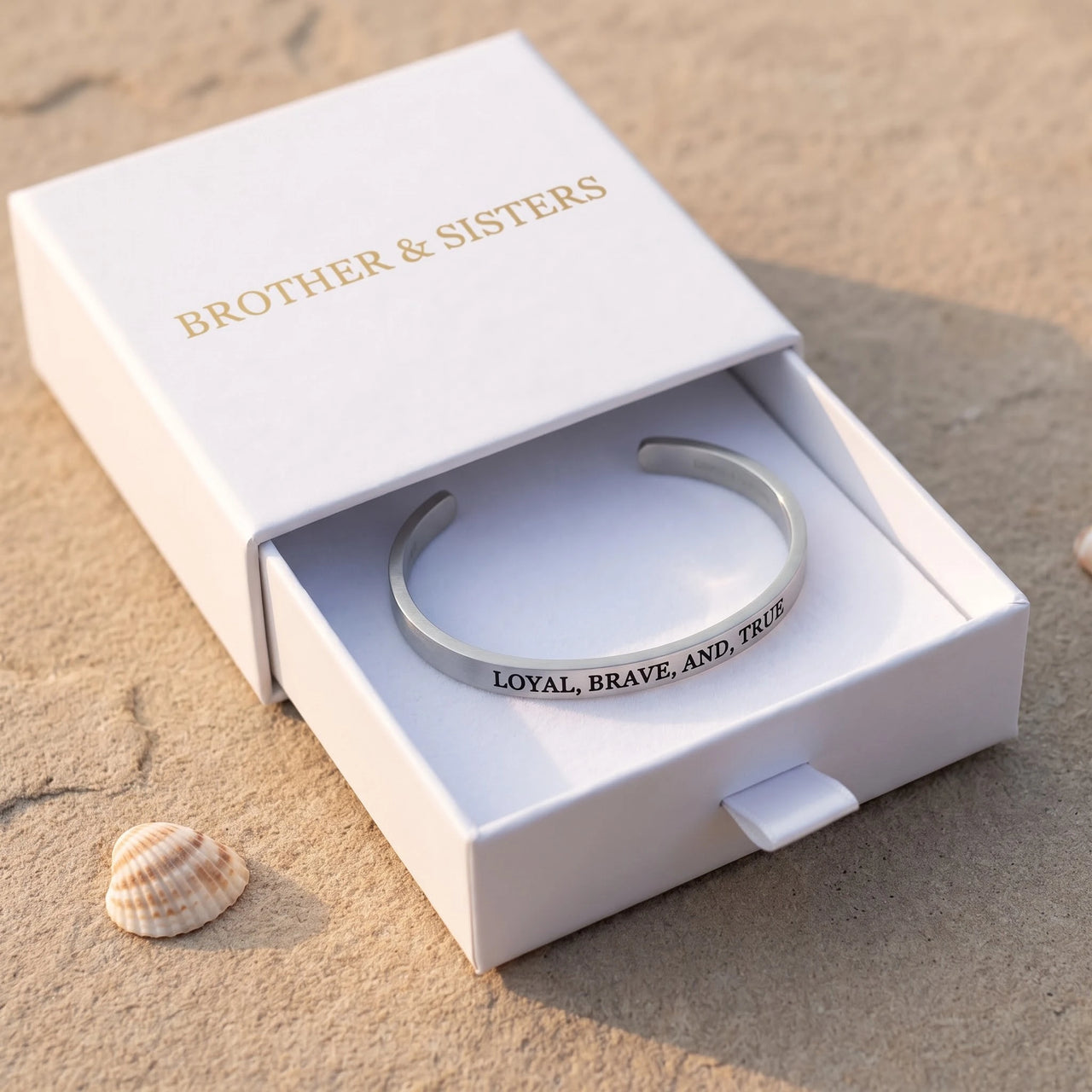 Loyal, Brave, And, True, silver bracelet — gift box | SKU: lbat-rg