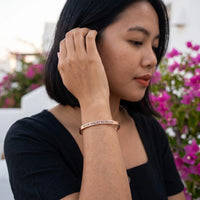 Thumbnail for Never Forget To Dream, rose gold bracelet — worn gesture | SKU: nftd-rg