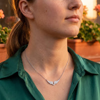 Thumbnail for The silver necklace worn, close-up | SKU: 42002-silver
