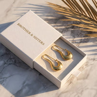 Thumbnail for Sculpted Crescent Drops in Gold, in the gift box | SKU: 41008-gold