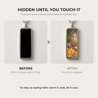 Thumbnail for Before and after: black silver bar pendant, then the photo revealed by warmth | SKU: TPH-BARN-SILVER