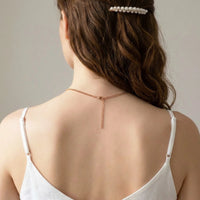 Thumbnail for Back of the neck showing the lobster clasp and extension chain of the rose gold photo necklace | SKU: TPH-RNDN-ROSEGOLD