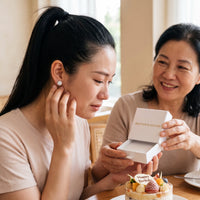 Thumbnail for Silver stud earrings offered as a gift by her mother | SKU: 19991927