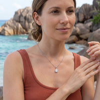 Thumbnail for Silver necklace worn on a summer trip | SKU: 505415-white