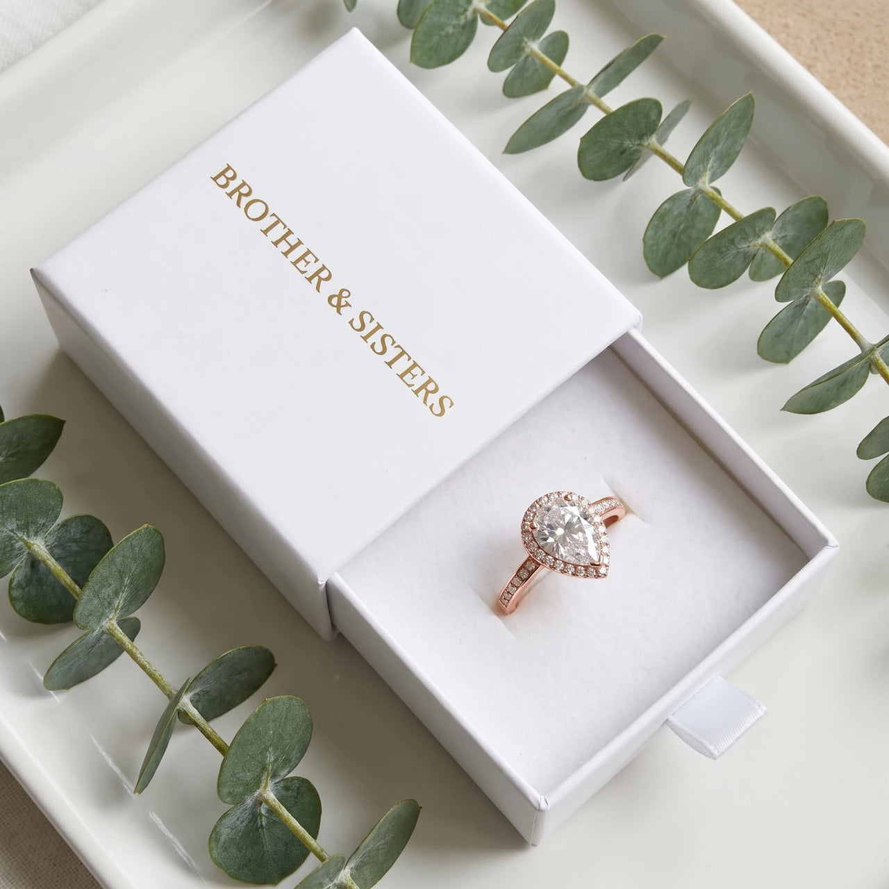 Rose Gold Drop Ring, rose gold ring — gift box | SKU: 505162-4.5-rose-gold