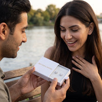Thumbnail for He surprises her with the silver ring in its gift box | SKU: 30876249