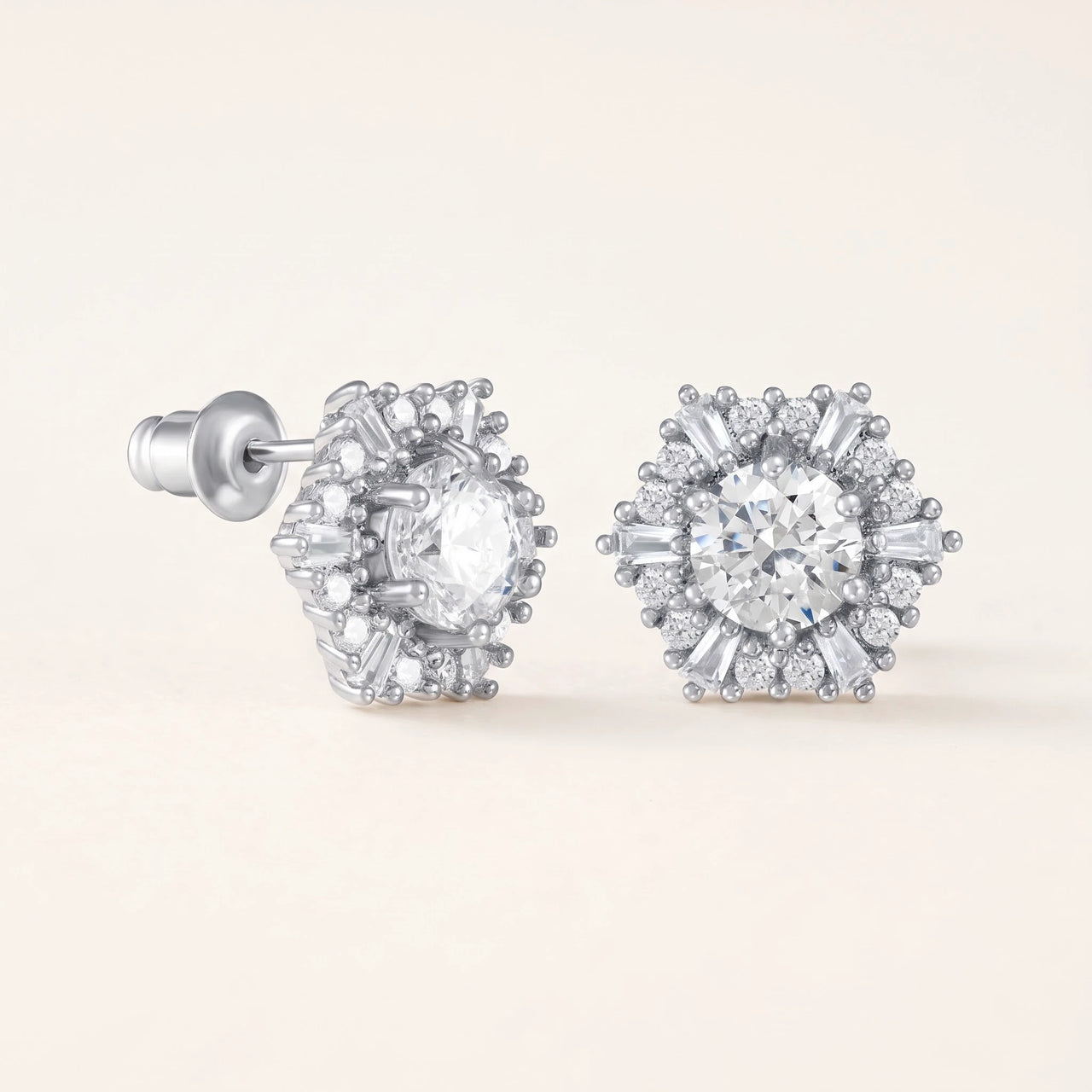 Silver Flake Earrings, silver stud earrings | SKU: 30876249