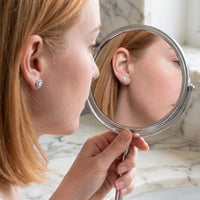 Thumbnail for Silver stud earrings worn, showing its real size | SKU: 1953493