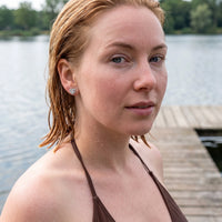 Thumbnail for Silver stud earrings worn in the water, waterproof stainless steel | SKU: 1953493