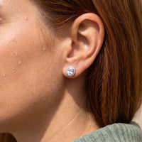 Thumbnail for Close-up of the silver stud earrings worn on the skin | SKU: 6306968-white