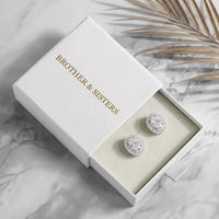 Thumbnail for Silver stud earrings with the Brother & Sisters gift box | SKU: 6306968-white