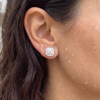 Thumbnail for Close-up of the silver stud earrings worn on the skin | SKU: 505263