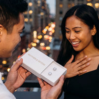 Thumbnail for He surprises her with the silver ring in its gift box | SKU: 505185-white