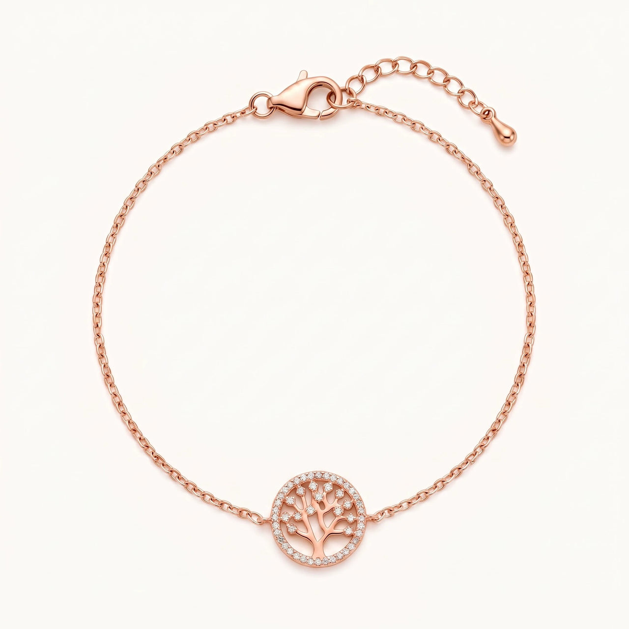 Tree of life bracelet — product photo on a white background, rose gold | SKU: 18963309-rose-gold