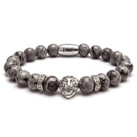 Thumbnail for White Gold Lion & Grey Stones Bracelet – studio packshot | Brother & Sisters | SKU: 20866222-silver-XS-14-15, 20866222-silver-S-16-17, 20866222-silver-M-18-19, 20866222-silver-L-20-21, 20866222-silver-XL-22-23