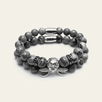 Thumbnail for White Gold Lion & Grey Stones Set – studio packshot | Brother & Sisters | SKU: 21039839SET-silver-XS-14-15, 21039839SET-silver-S-16-17, 21039839SET-silver-M-18-19, 21039839SET-silver-L-20-21, 21039839SET-silver-XL-22-23