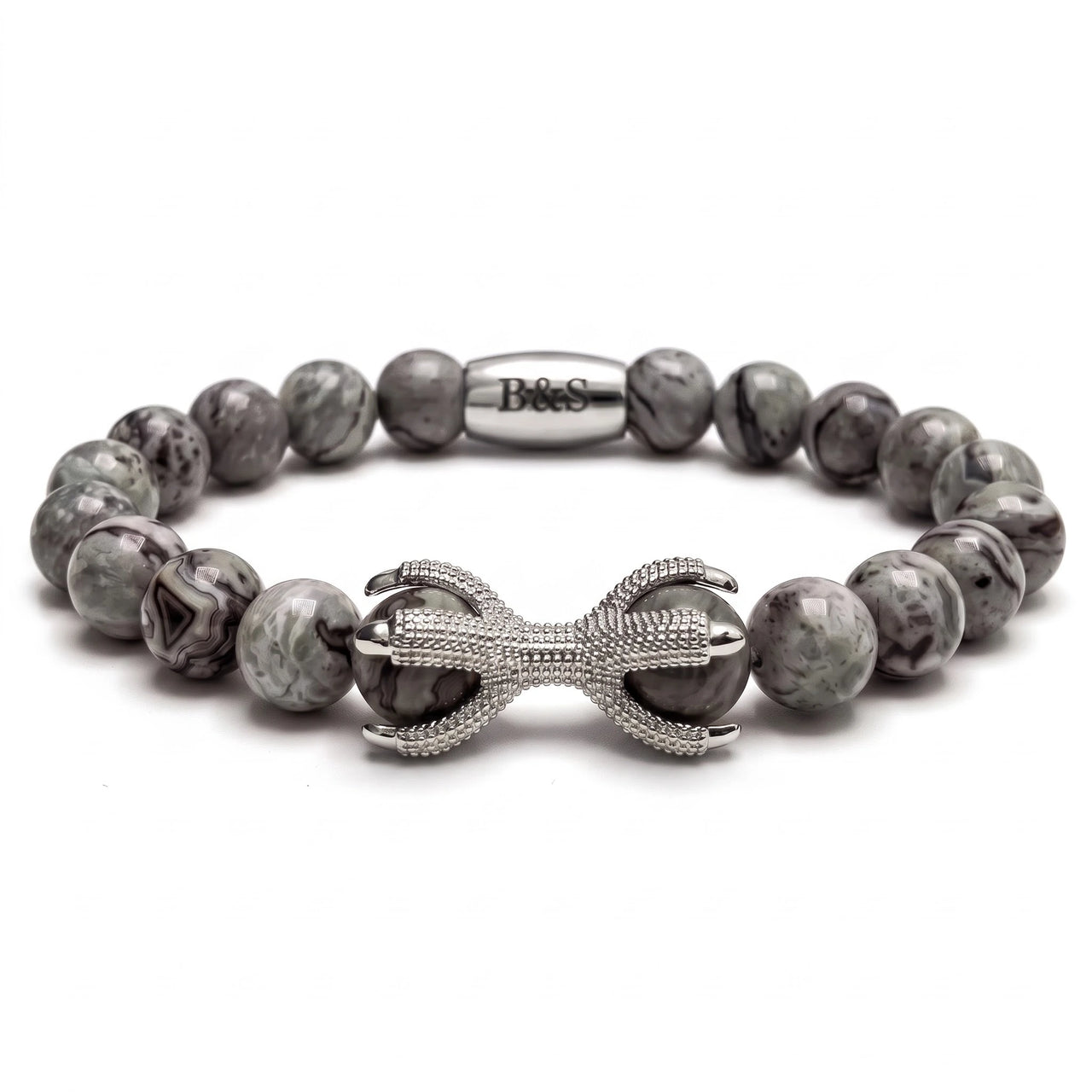White Gold Viking & Grey Stones – studio packshot | Brother & Sisters | SKU: 21039839-silver-XS-14-15, 21039839-silver-S-16-17, 21039839-silver-M-18-19, 21039839-silver-L-20-21, 21039839-silver-XL-22-23